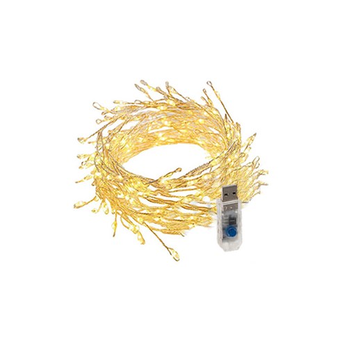 더깔끔 led 폭죽식 정원 장식 지네전구 2.5m 100구 USB 버전, 부드러운 화이트