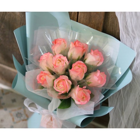 향기롭고 고급스러우며 내구성 뛰어난 센트바스켓 플라워 비누꽃 장미 돈꽃다발