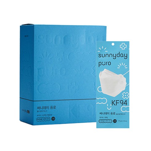 SUNNYDAY 퓨로 황사방역마스크 소형 KF94, 화이트, 1개, 50개입