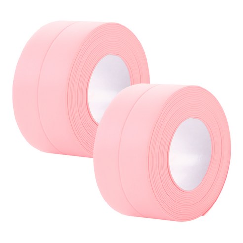 일상나눔 PVC 싱크대 틈새 차단 방수 테이프 3.8cm x 3.2m, 2개, 핑크