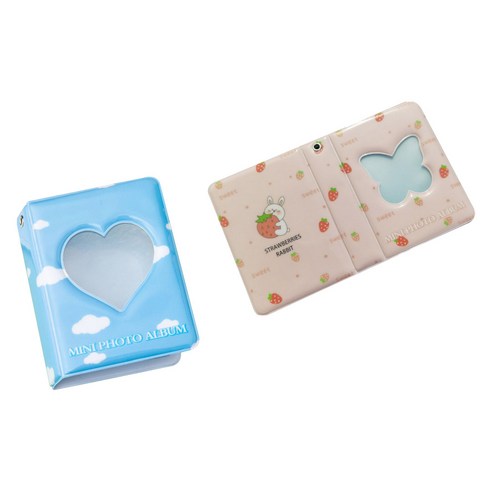 Healingcare 콜렉트북 탑로더 포카슬리브 2종 세트, 21 구름 하트, 딸기 토끼 나비