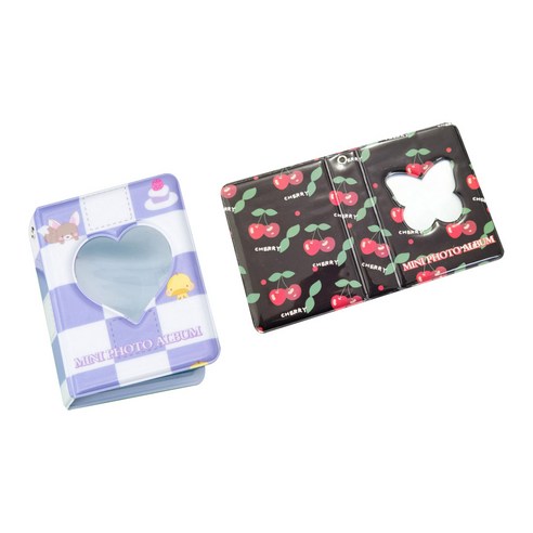 Healingcare 콜렉트북 탑로더 포카슬리브 2종 세트, 52 격자 하트, 블랙 나비