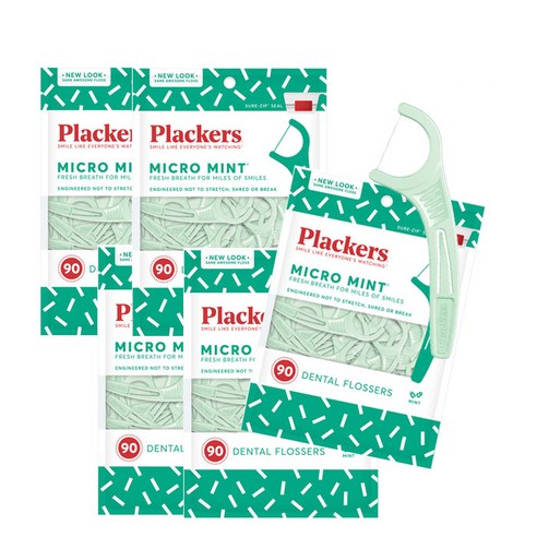 플랙커스 마이크로 민트 치실, 90개입, 5개