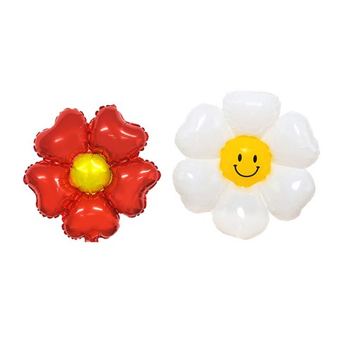 파티쇼 플라워 은박 하트 + 데이지 소형 풍선 세트, 레드(하트풍선), 4세트