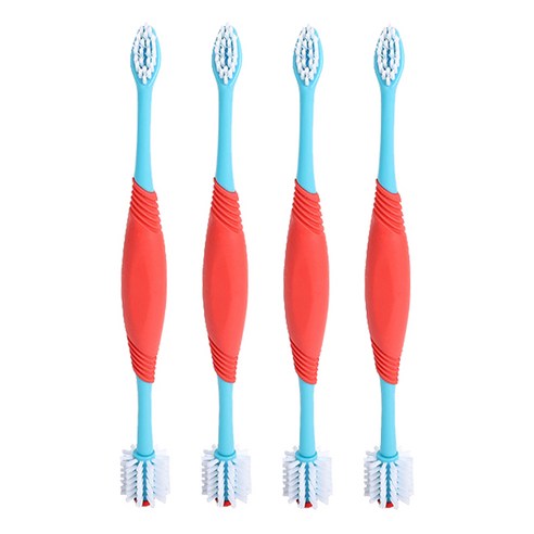 펫코노미 반려동물 360도 양면 헤드 칫솔, 혼합색상, 4개