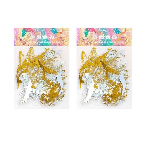 글로리빙 홀로그램 DIY 다이어리 데코 스티커 40p, 2개, 고래의 꿈