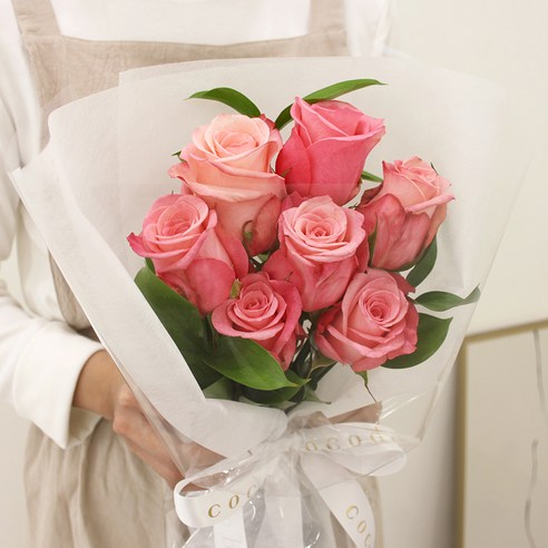 꽃배달추천  코코도르팜 생화 장미 꽃다발, 핑크 장미