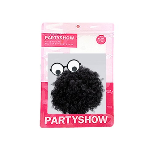 파티쇼 삐에로 가발 소형 + 코메디 눈알 안경 세트, 1세트, 블랙(가발)