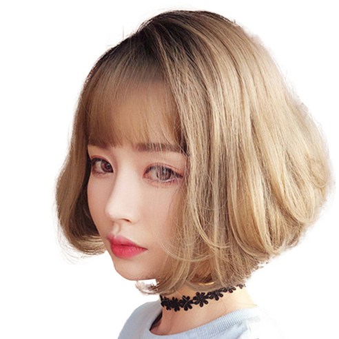 하이유니 보브컷 C컬 펌 단발 통가발 26cm + 가발망 + 거치대 세트, 허니브라운, 1세트