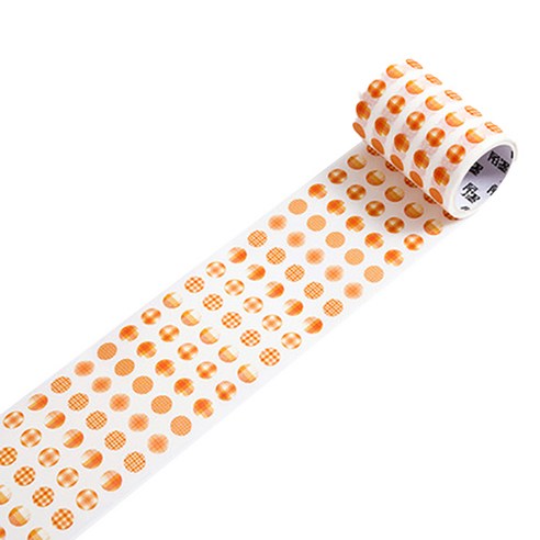온업 DIY 다이어리 꾸미기 체크 물방울 종이테이프 600mm x 3m, 오렌지, 1개