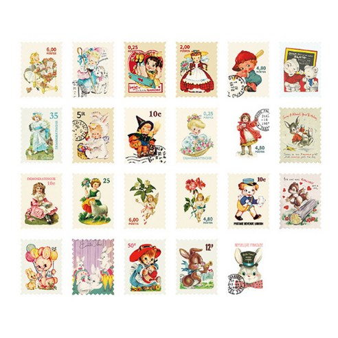 잇홈 빈티지 우표 수집 박물관 DIY 다꾸 스티커 23종 x 2p 세트, F 타입, 1세트