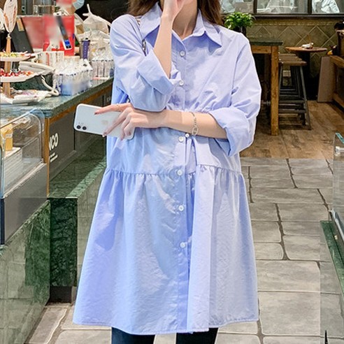 청순한 빅 와이셔츠 임산부 원피스