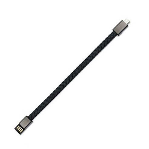 휴대용 안드로이드 마이크롭5-USB 충전 케이블 가죽 팔찌, 22.5cm, 블랙, 1개