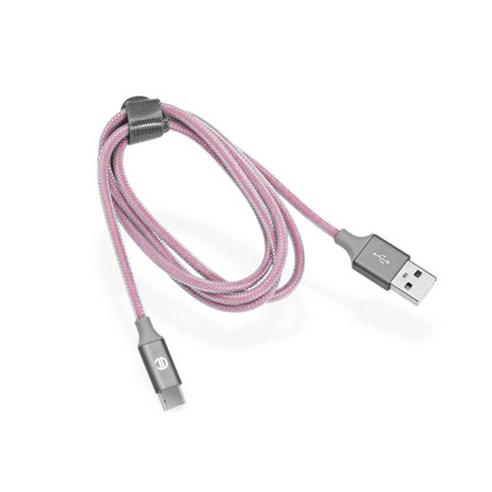 디씨네트워크 메탈 패브릭 USB C타입 고속 충전케이블, 핑크, 2m, 1개