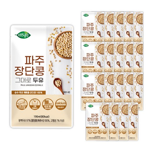 자연생각 파주 장단콩 그대로 두유, 20개, 190ml