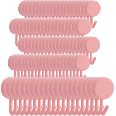 마켓플랜 비스코 벽걸이 싱글 후크, 100개, 핑크