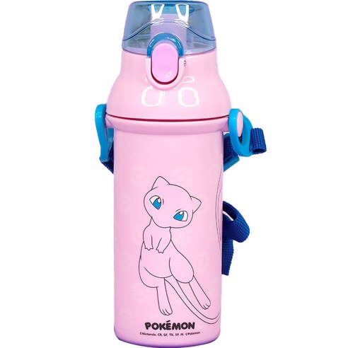 릴팡 포켓몬스터 앵커 원터치 어깨끈 물통, 480ml, 뮤