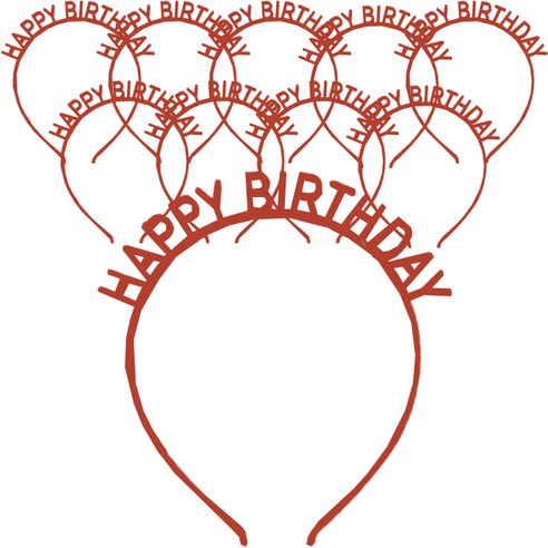 아리코 BIRTHDAY 레터링 심플 머리띠, 레드, 10개