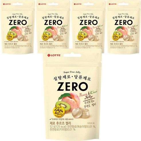 롯데제과 젤리셔스 제로 후르츠 젤리, 5개, 52g
