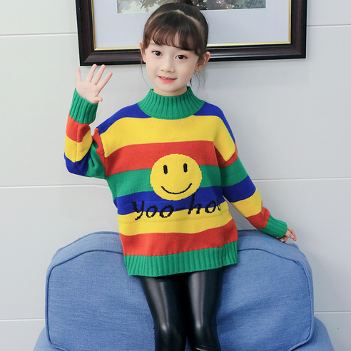 오렌지다몸 주니어 YOO 스마일 줄무늬 니트