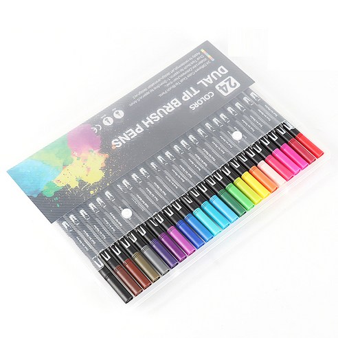 더블 헤드 붓펜 마커펜 세트 블랙바, 24색, 1세트