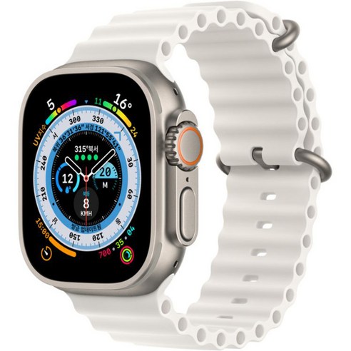 애플워치  Apple 애플워치 Ultra 오션 밴드 49mm GPS+Cellular 티타늄 케이스, 화이트 Regular