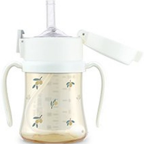 그로미미 PPSU 올리브 추빨대컵 200ml, 화이트, 1개