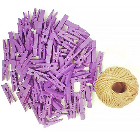작은 나무집게 3.5cm 50p + 로프 30m 세트, 09 퍼플(나무집게), 1세트