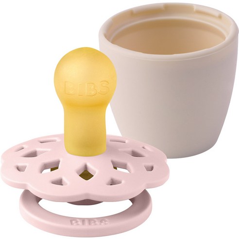 BIBS 보헴 고무 쪽쪽이 + 실리콘 화분캡 세트, 1단계(0~6개월), 블러썸(쪽쪽이), 아이보리(화분캡)