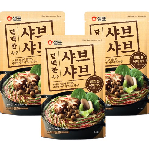 샘표 담백한 샤브샤브 육수, 3개, 200g