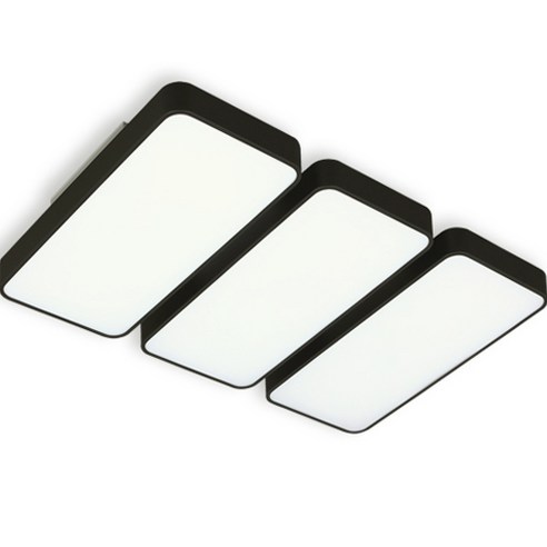 가온엘이디 시스템 6등 LED 거실등 180W, 블랙 + 전구색 가온엘이디 시스템 6등 LED 거실등 180W, 블랙 + 전구색