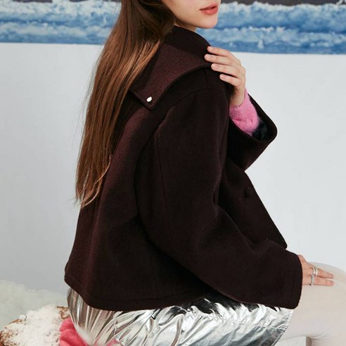 키르시 여성용 CHERRY SAILOR CROP COAT RED BROWN