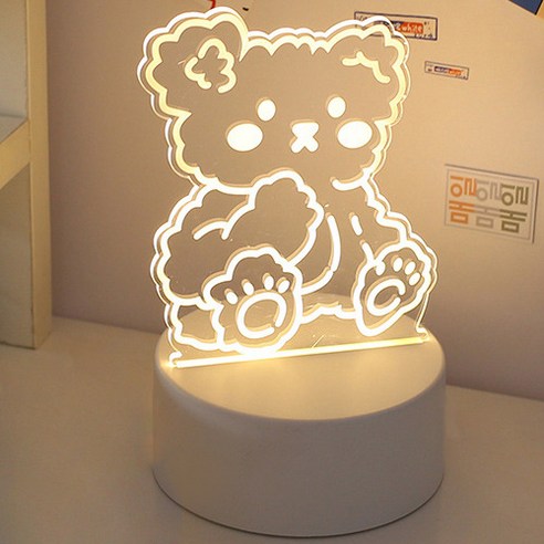 쿼르디 LED 아크릴 3D 무드등 USB형, 베어