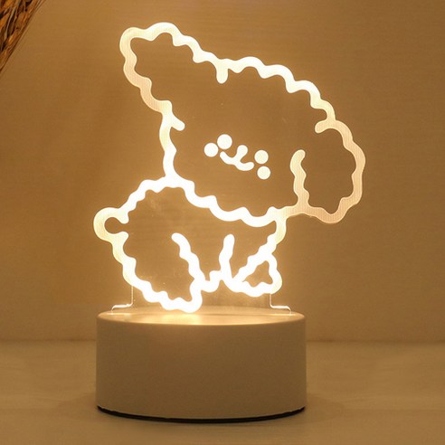 쿼르디 LED 아크릴 3D 무드등 스위치형, 푸들