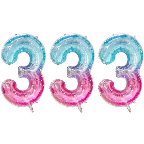 JOYPARTY 숫자은박풍선 대 오로라, 3개, 숫자 3