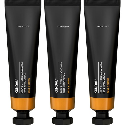 쿤달 시어버터 앤 마카다미아 퓨어 핸드크림 아로마에디션 바질앤시트러스, 50ml, 3개
