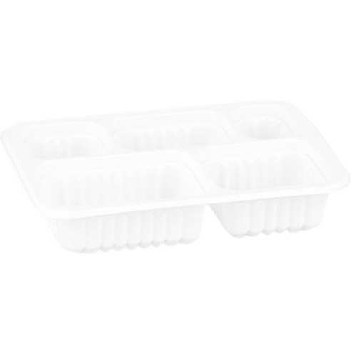 스완 도시락 일회용 실링 배달용기 백색 650ml 3호5칸 19143, 1개, 50개입