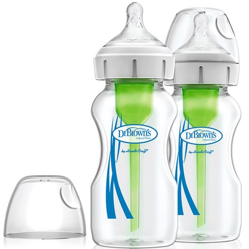 닥터브라운 유아용 옵션스플러스 와이드넥 유리 젖병 270ml 트윈팩 세트, 혼합색상, 2개