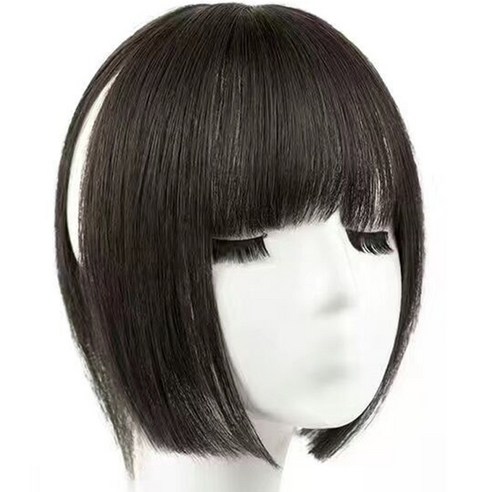 하이유니 3D 입체 히메컷 앞머리 탑커버 헤어피스, 네츄럴블랙, 1개