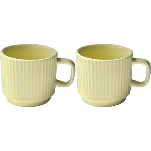 착한살림 세라믹 파스텔 머그컵 260ml, 옐로우, 2개