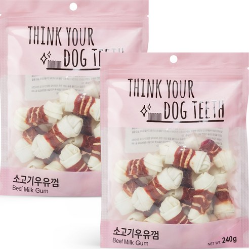 강아지 Think your dog teeth 소고기우유껌 소형 240g 15p, 소고기, 2개