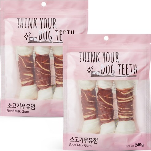 띵크유어도그티 강아지 우유 덴탈껌 대형 3p, 소고기우유껌, 240g, 2개