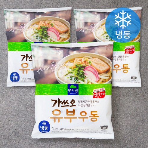 면사랑 가쓰오 유부 우동 1인분 (냉동), 283g, 3개