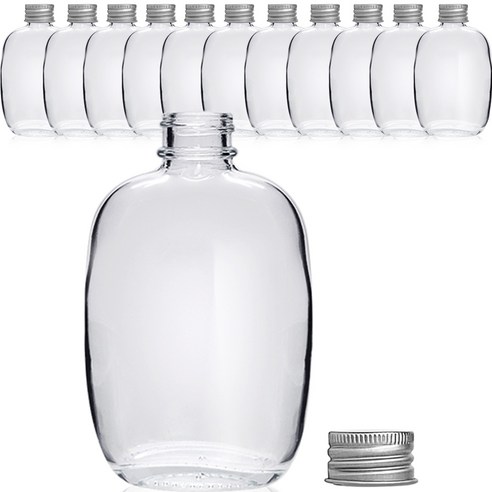 미르 위스키 둥근 사각 유리병 실버, 100ml, 12개