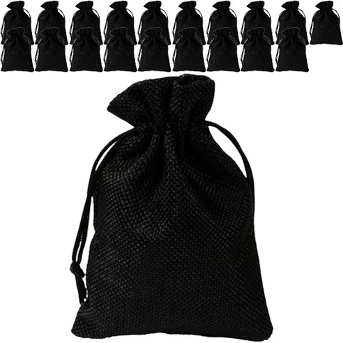 마켓감성 린넨 끈주머니 15 x 20, 20개, 블랙