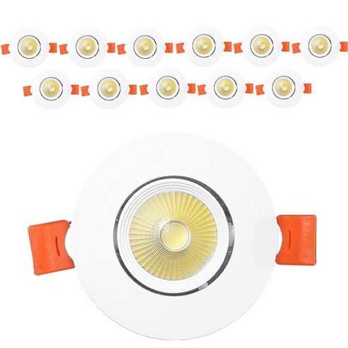 시그마LED COB 다운라이트 5W 각도조절 DC타입 안정기 일체형 매입등, 전구색(화이트), 12개