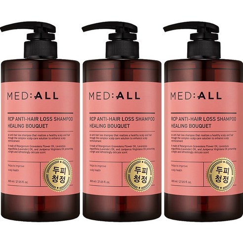 메디올 알시피 안티 헤어 로스 두피청정 샴푸 힐링부케향, 3개, 800ml