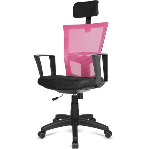 체어포커스 바른자세 메쉬 헤드형 블랙바디 의자 MW600, 핑크