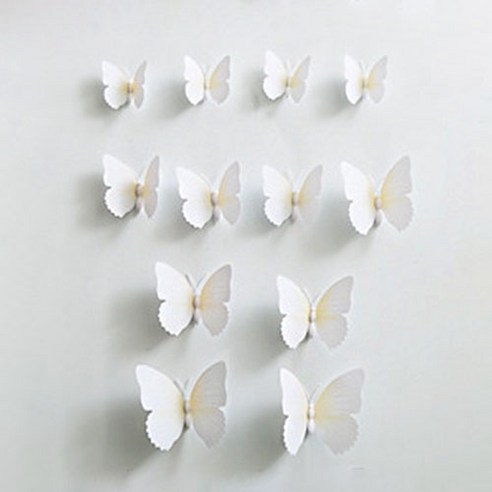 3D 리얼 나비 스티커 12p, 화이트