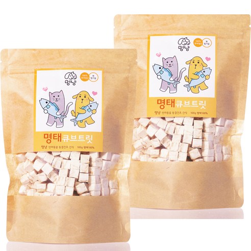멍냥 반려동물 동결건조 큐브 트릿, 명태, 100g, 2개